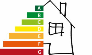 Energieberatung. Grafik Haus und Energielabel Bild von Yip auf Pixabay